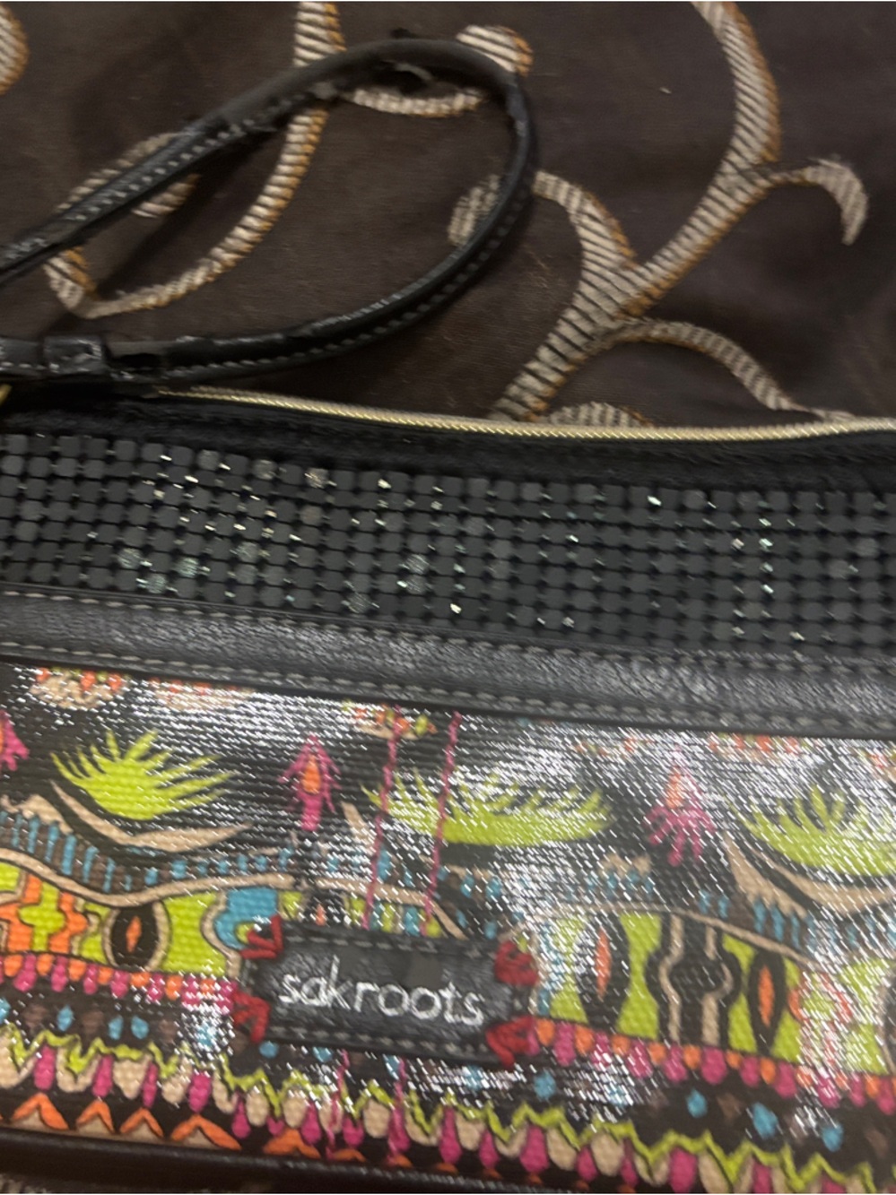 Sakroots Black Trim Multicolor Tribal Wristlet
